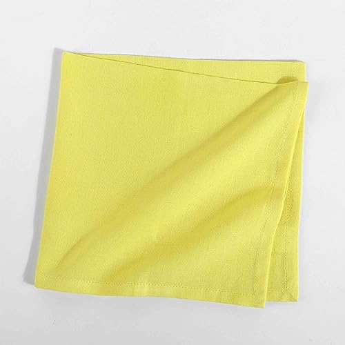 Image of FINGERCRAFT Table Napkins, Cotton Linen Blend Fabric Dinner Cloth Napkins, 18 inch x 18 inch, Mitered Corners for Every Day Use Napkins are Pre Shrunk and Good Absorbency (Lemon Yellow)
