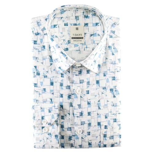 Image of 7-DAYS Men's Premium Printed Shirt - 100% Cotton, Regular Fit, Full Sleeve, with Pocket - Versatile for Formal Occasions and Casual Wear