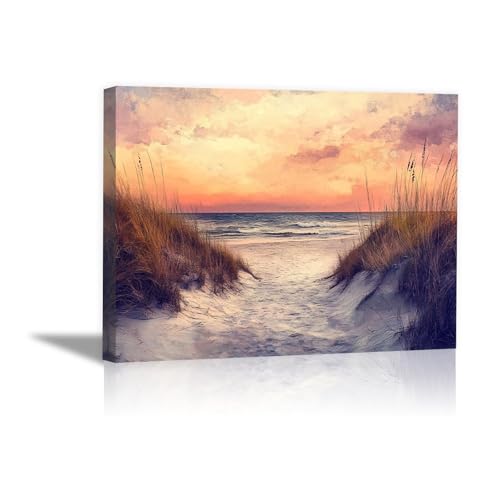 Cuadros decorativos con lienzo enmarcado texturizado y diseño moderno de paisaje de playa