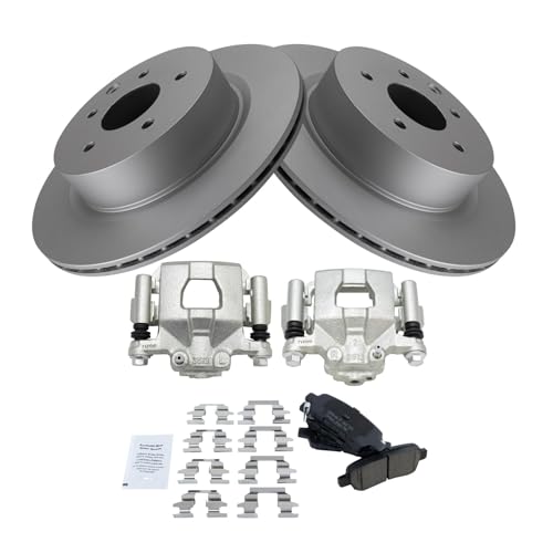 Image of TRQ Rear Brake Pad and Rotor Set Ceramic Coated Rotors Calipers Compatible with 2019-2020 Nissan Maxima