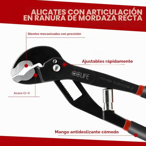 Miniatura 6 de Cclife Alicates Extensibles 300 Mm Cr-V Alicates Pico De Loro Tenazas Con Ajuste De Carraca