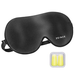ZEINZE Schlafmaske, Nachtmaske, Ergonomische Augenmaske aus 100% Natürlicher Seide, Ausgestattet mit Ohrstöpseln und Verstellbarem Gummiband für Männer und Frauen