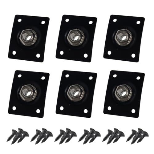 Image of Cheerock 6Set Square 1/4 Output Jack Plate for Electric Guitar Bass, Black Metal