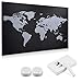 Navaris Tablica magnetyczna do pisania kredą mapa świata 60 x 40 cm - World Map tablica ścienna zmywalna w zestawie 4 x kreda 2 x mocowanie magnesowe - ściana magnetyczna czarno-szara