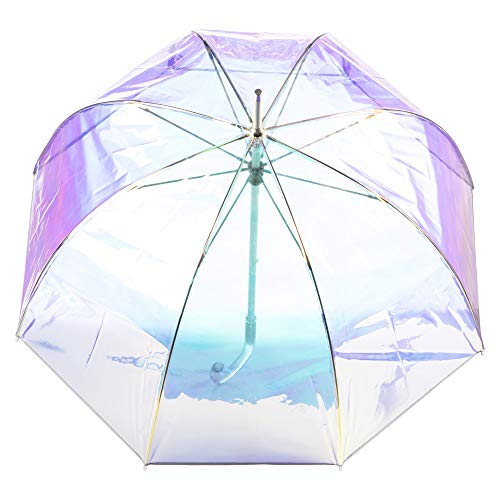 Totes Women's Signature Clear Bubble Umbrella, Iridescent #TOP3