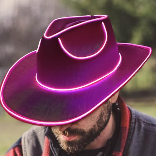 Chapeaux à paillettes fluo et LED style country disco