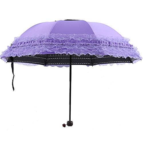 WANLIAN Princess Lace Ultraviolet-Proof Triple Folding Umbrella Dome Parasol