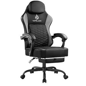 Gaming Chair with Pocket Spring Cushion, Video Game Computer Chair with Footrest for Adults, High Back Gamer Leather Chair with Headrest and Lumbar Support for Office Gaming 300LBS
