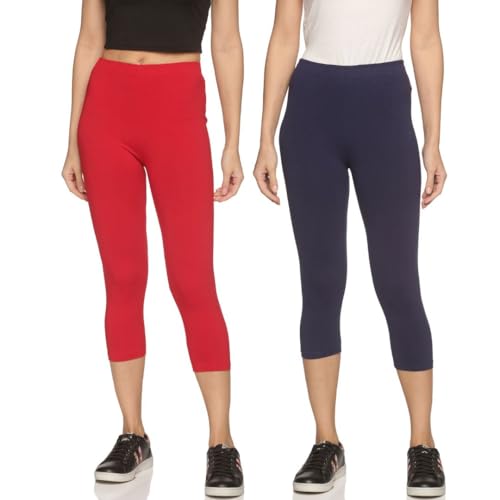 Image of OUTFLITS Women's Knee-Length Cotton Spandex Essential Capri Stretchy Leggings |Small - 2XL Adult |Yoga Leggings, Workout, Gym, Running 3 /4th Leggings for Women(OFLLC)