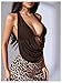SHENHE Women's Sexy Y2k Going Out Halter Crop Top Open Back Draped Deep V Neck Tank Clubwear Brown Medium