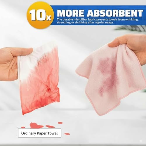 Image of Microfiber Cleaning Cloth Roll, Reusable Tear Away Microfiber Towels,Washable, Ultra Absorbent, Rags Cleaning, Dishcloths, Cleaning Cloth for Car, Home or Kitchen. (LIGHT PINK, 25cm X 25cm)