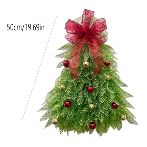19.69 Inch Illuminated Christmas Wreath with Fairy Light | Handmade Wreath for Front Door Hanging Artificial Wreath with Bow Ball Ornament Christmas Decorations Holiday Party Decor - image 3