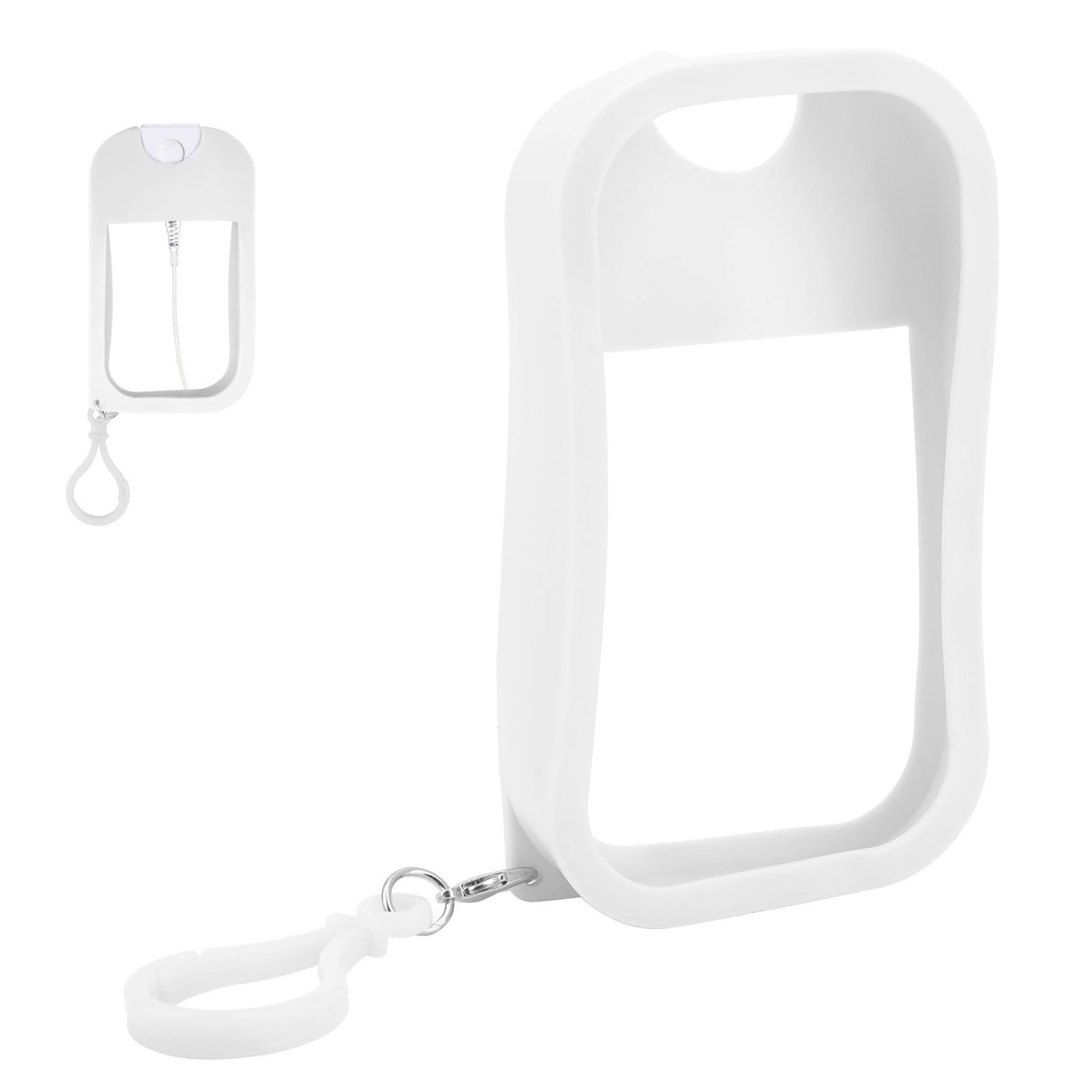 Accessoires pour Désinfectant les Mains en Spray, Étui en Silicone Vaporisateur Portable avec Étui Coloré Porte-Clés Désinfectant pour les Mains Rechargeable (Blanc)