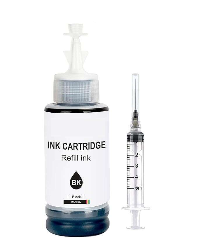 TechNart Refill Ink for Printer Black Cartridges HP 802, 805, 678, 680, 803, 682, 46, 818, 685, 46, 21, 22, 901, 27, 703, 704, 862, 920, 808, 960 Black Ink Cartridge (1 Black 1 Syringe)
