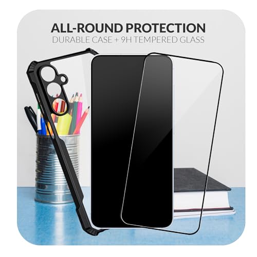 Image of Back Cover Case + Screen Protector for Samsung Galaxy F36 5G | Transparent Black | TPU & PC Anti Yellow Mobile Phone Case Cover for Samsung Galaxy F 36 / F36 5G | 360 Degree Protection