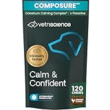 VetriScience Calm & Confident Chews, Composure Clinically Tested Calming and Anxiety Supplement for Dogs, Reduce Stress and Fear, Ideal for Thunderstorms, Fireworks and Travel, Chicken, 120 Count