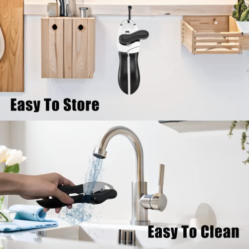 Solend Can Opener Manual, 4-In-1 Can/Tin/Jar/Bottle Openers With Anti-Slip Hand Grip, Ergonomic, Stainless Steel, Handheld Heavy Duty Can Opener Smooth Edge For Seniors With Arthritis, Kitchen (Black) #TOP5