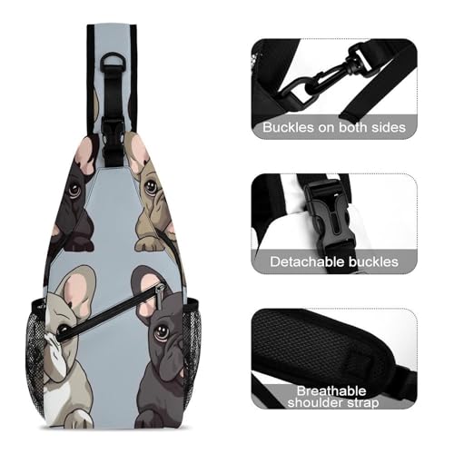 Mochila deportiva tipo bandolera French Bulldog blanca miniatura 3