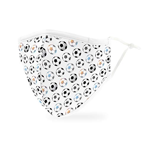 Weddingstar Masque en tissu lavable Tissu de protection réutilisable et réglable Couvercle avec poche pour filtre à poussière - Football Cover