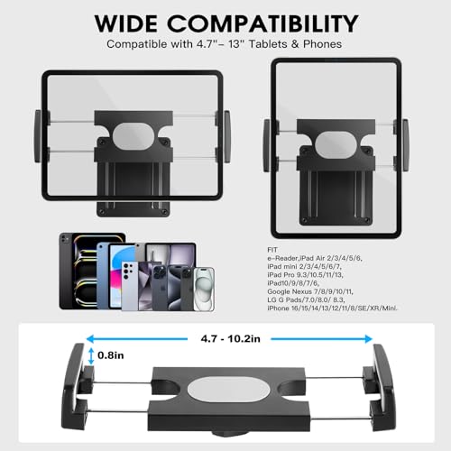 Image of Tablet /iPad Wall Mount Holder With 3*Universal Bases Easily Switch Scenario | 360 Rotating Metal Tablet Wall Mount,iPad Mini Wall Mount,4-13 iPad Pro Air /Smartphone /eReader /Kindle Fire HD /Galaxy Tab