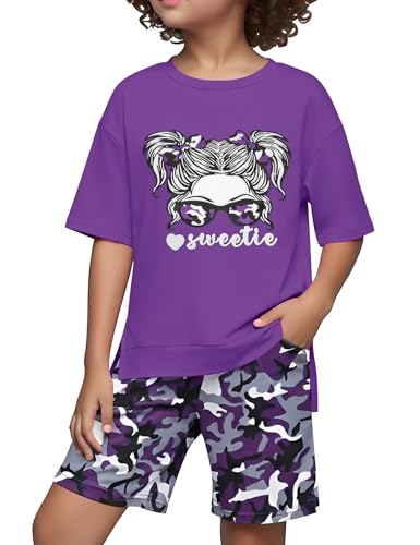 Image of Girls Clothes Short Sleeve Tie Dye Top Shorts and Pants 2PCS Girls Summer Outfits Size 6-16