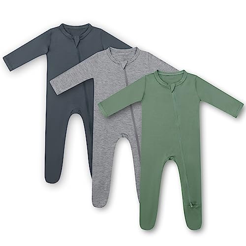 Image of HAPIU Rayon from Bamboo Baby Footed Pajamas, 2 Way Zipper YKK, Footie for Baby Boy Girls, Newborn-24 Months