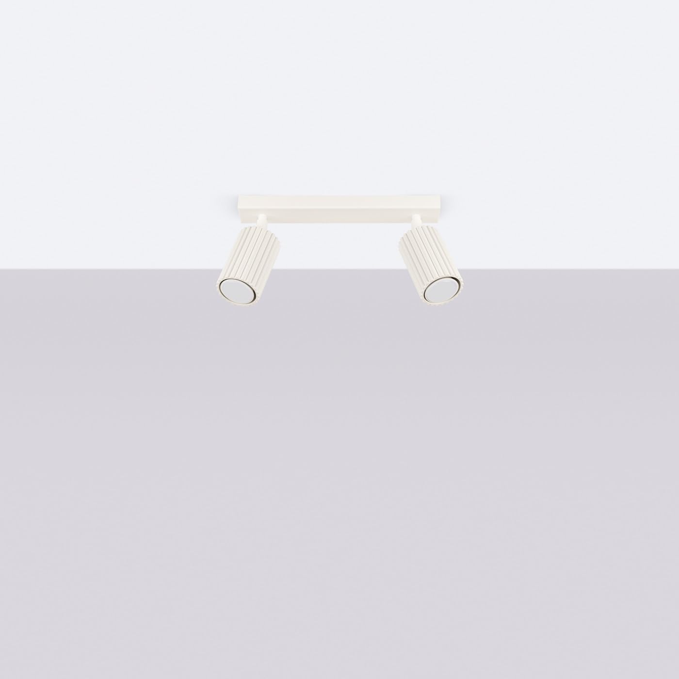 Sollux Lighting Plafoniera Da Soffitto Lampadario In Alluminio 2 Paralumi 30 x 6,5 x 16,5 cm Karbon Beige