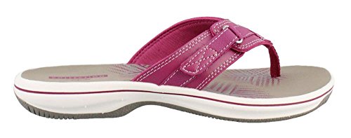 Clarks Women's Breeze Sea Flip-Flop, Magenta Synthetic, 5