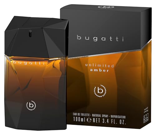 bugatti Parfüm Herren „unlimited amber“ 100 ml I Eau de Toilette Herren mit Bergamotte, Apfel, marinen Noten & Zedernholz I Frisch, elegant & ausgewogen I Aromatisch-ambriertes Männer Parfüm