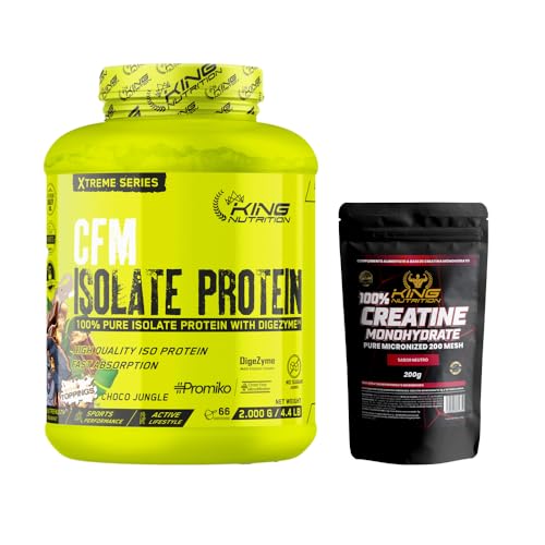 CFM 2KG Choco Jungle Proteína Isolada King Nutrition Xtreme Series con Promiko® y DigeZyme® | Con Toppings Crujientes | Endulzada con Sucralosa | Sin Azúcar Añadido Alta Pureza 90% y Creatina 200 g K