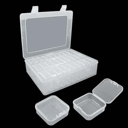 Image of 31 Pcs Bead Organizer Box, Clear Bead Containers Bead Storage Box Plastic Bead Cases for Jewelry Beading Crafts Small Parts(30 x Mini Boxes + 1 x Big Box)