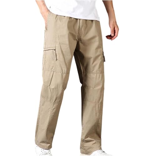 Cargo Pants for Men Workwear Functional Outdoor Straight Leg Sports Trousers Solid Color Comfy Cargo Trousers