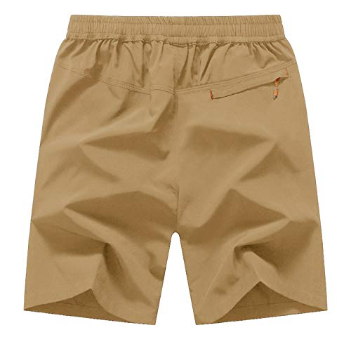 Rdruko Men's Quick Dry Sports Shorts Lightweight Running Outdoor 7 Inch Active Shorts With Zipper Pockets(Khaki, Us S) #TOP1