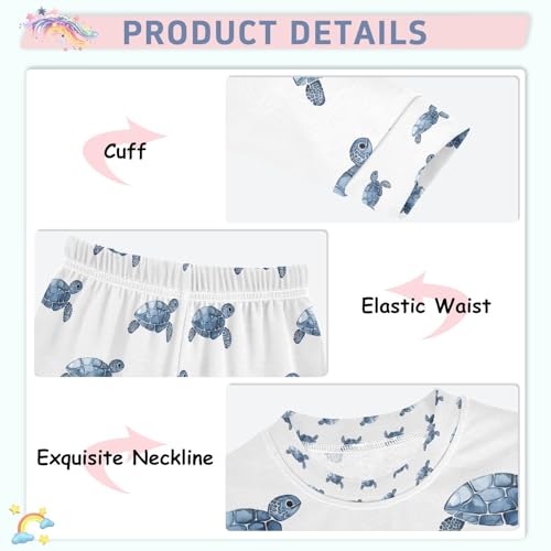 senya Many Blue Turtle Pajamas Set Long Sleeve Soft Cotton Sleepwear 2 Piece4