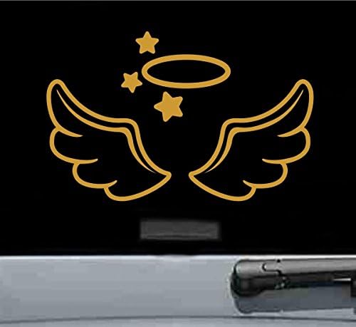 JS ArtworksAngel Wings and Halo Vinyl Decal Sticker (Gold)