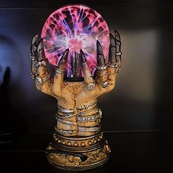 lyrlody Halloween Crystal Ball, Flashing Plasma Ball Crystal Ball Light with Fortune Telling Table Witch Celestial Glass Ball, for Halloween Decoration (e)
