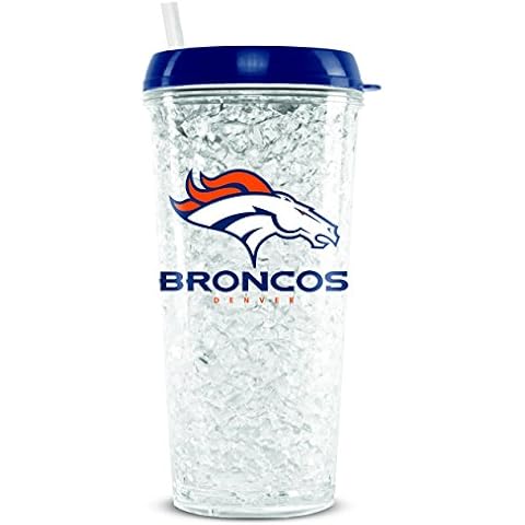NFL Denver Broncos Kristall-Gefrierschrank-Becher mit Deckel und Strohhalm Cover