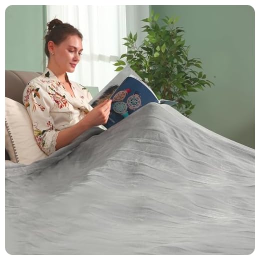 DUODUO Heated Blanket 62x84'' Twin Size with 4 Heating Levels 10 Hours Auto-Off Electric Throw in Cozy Plush Fabric Reversible for Home Bedding Couch- Grey