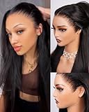 Megalook hair Glueless 13x6 Lace Front Wigs Human Hair 220% Density Straight Wigs Human Hair Ear-to-Ear HD Lace Frontal Pre Plucked Pre Cut Bleached Drawstring Wig 20 Inch