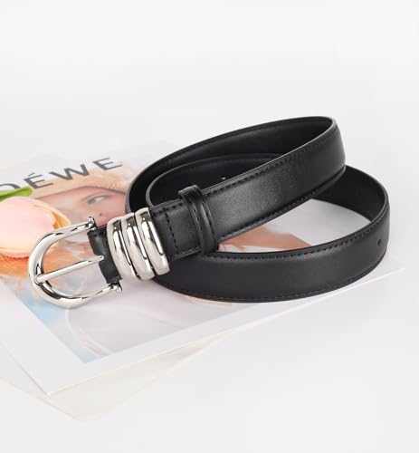 Image of Aurolran Women's Leather Belt with Buckle - Ideal for Dresses, Jeans, and Coats