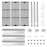 CANDANA Replacement Parts for Char Griller Duo 5050 Grill Grate Cast Iron Burner Porcelain Steel Heat Tent Plate Flame Shield for Chargriller 4000 5252 5650 2121 2123 2222 2828 3001 3030