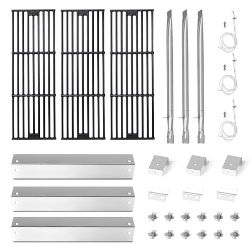 Image of CANDANA Replacement Parts for Chargriller 3001, 3008, 3030, 4000, 5050, 5252 Grill Models, Stainless Steel Burner, Stainless Steel Heat Plates, Porcelain Cast Iron Cooking Grid Grates, Igniters