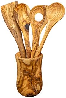 DAGDEG Set Di 3 Cucchiai Da Cucina In Legno D'ulivo, Paletta Per - Foto 7