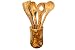 Benera Set di 4 utensili da cucina in legno d'ulivo composto da 2 cucchiai da cucina, una spatola e un cucchiaio risotto con contenitore abbinato