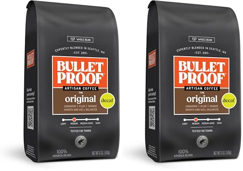 Image of Bulletproof Original Medium Roast Whole Bean Decaf Coffee, 12 Ounces, Coffee Tested for Toxins (Pack of 2)