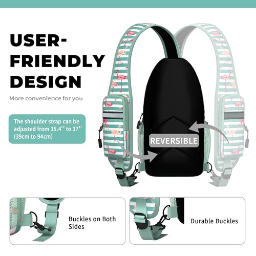 Image of Flamingo Sling Bag For Women Men Small Crossbody Bags Mini Water Resistant Casual Chest Bag Backpack Shoulder Daypack For Travel Hiking