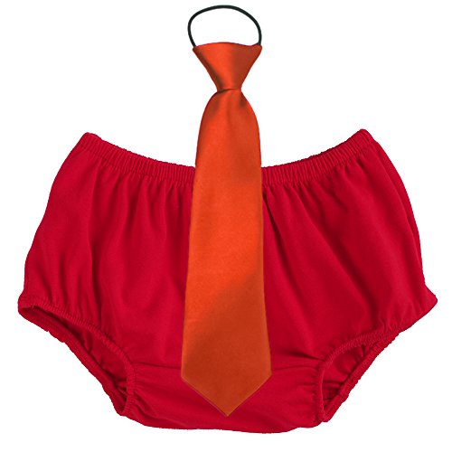 Baby Boys Cake Smash Clothes Diaper Covers Bloomers Neck Tie 2PCS Set First 1st 2nd Birthday Outfit for Photo Prop Party Red Necktie 3-24 Months