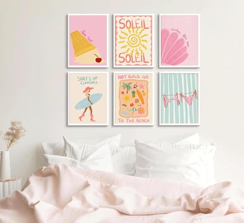 6Pcs Coastal Surfing Preppy Wall art Beach Granddaughter Aesthetic Room Painting Picture Wall Decor Beach Girl Bikini Shell Poster Prints Artwork for Girls Room Dorm Home Decoration 8x10 in unframed by AAWYXEEW - Used condition - Image 4
