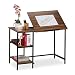 Produktbild Relaxdays Schreibtisch neigbar, 3 Ablagen, mehrere Winkel, Computer- & Arbeitstisch, HBT 75x110x55 cm, Holzoptik/Schwarz