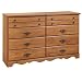 South Shore Furniture, Prairie Collection, 8 Drawer Triple Dresser, Country Pine